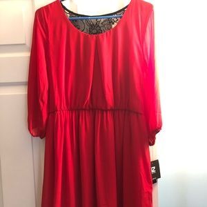 Red 3/4 length sleeve dress